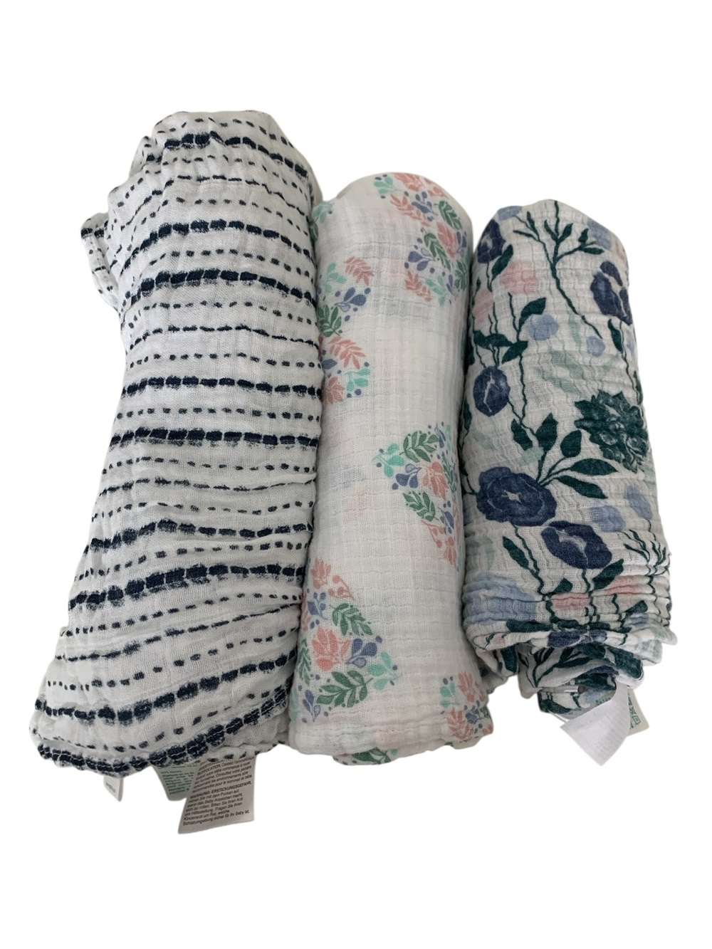 Aden + Anais Cotton Muslin Swaddles Lot Of 3 Baby Receiving Blankets 3 Sizes
